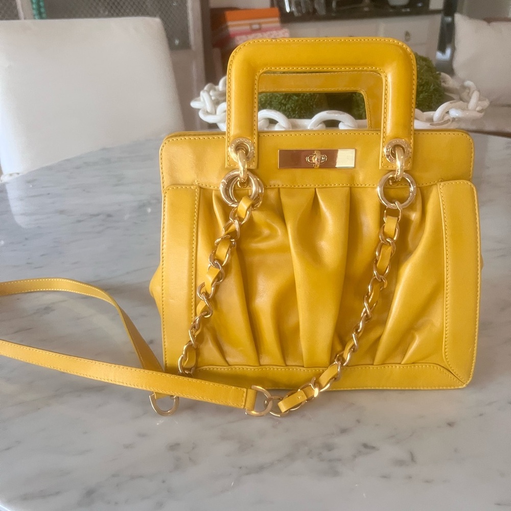 TOSCA BLU Yellow Satchel with Gold Chain! Stunning!